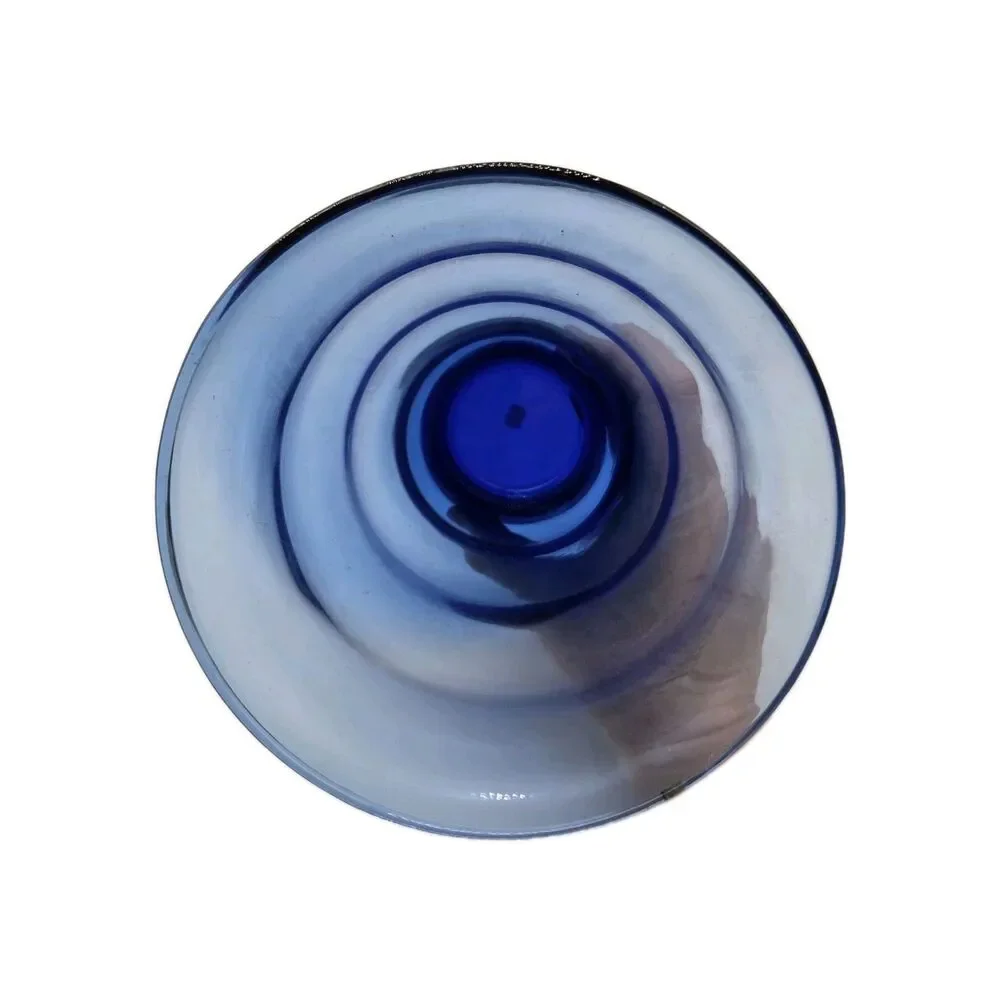 Vintage Cobalt Blue Art Deco Style Ribbed Conical Glass Vase